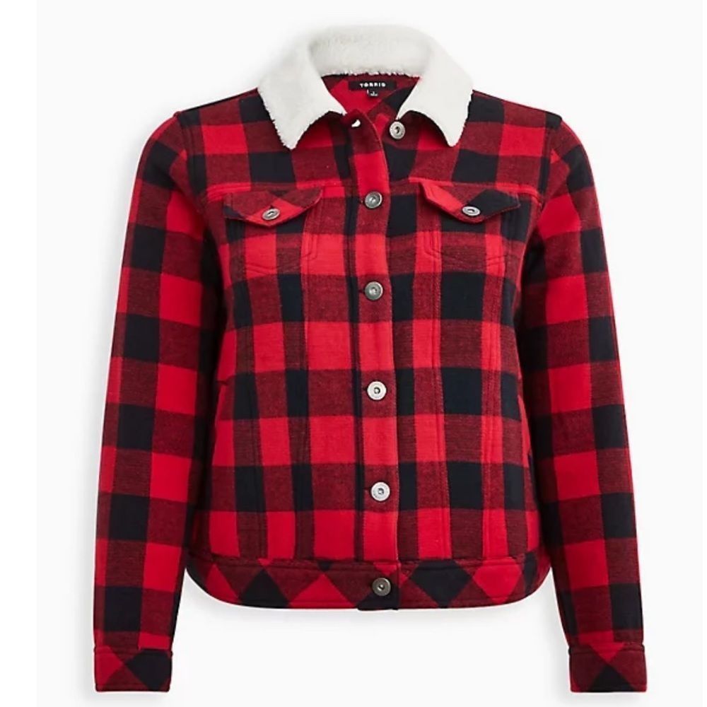 Torrid Trucker COAT BUFFALO PLAID RED